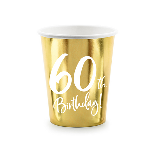 6 papieren bekers Trend - 220ml - 60e Verjaardag