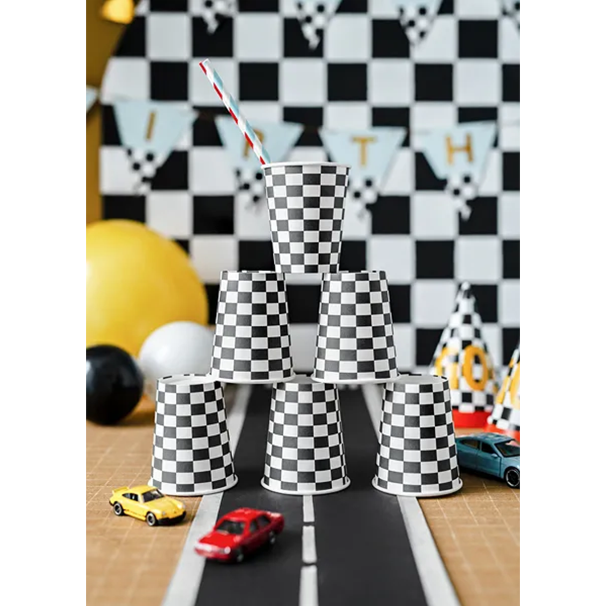 6 kartonnen bekers Trend - 220ml - Raceauto's