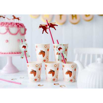 6 Papieren bekers Trend - 220ml - Horses