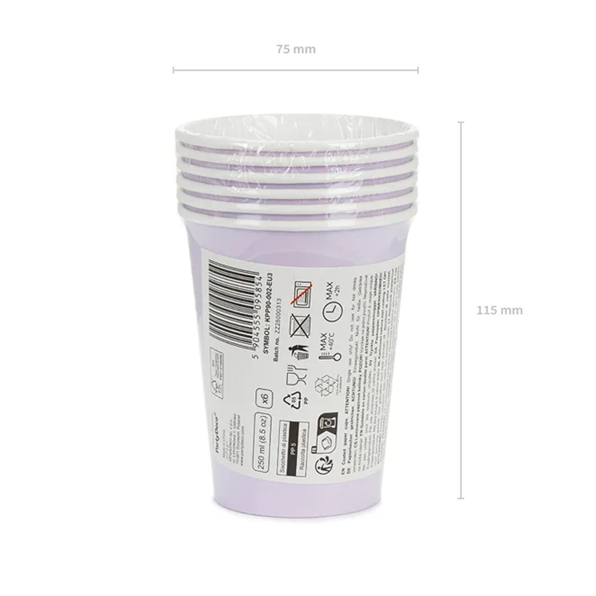 6 gobelets en carton - Lavande - 250ml