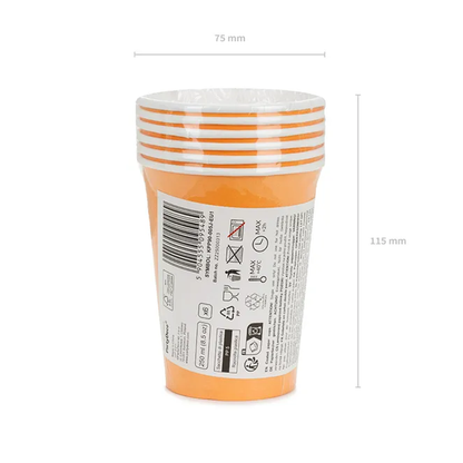 6 gobelets en carton - Orange clair - 250ml