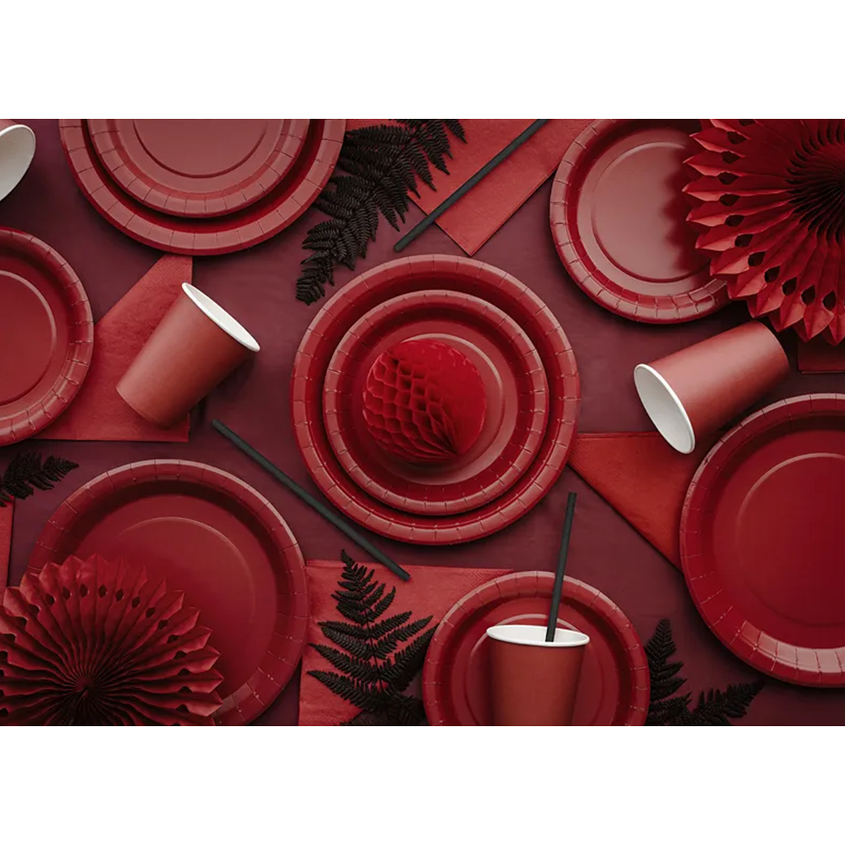 6 kartonnen bekers - Donkerrood - 250ml