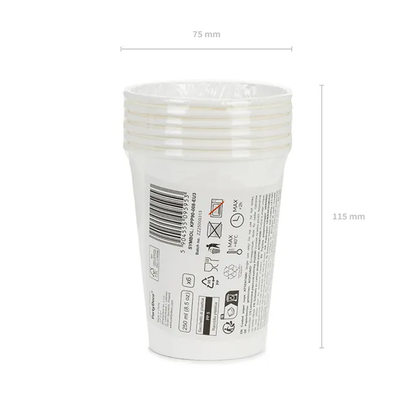 6 papieren bekers - Wit - 250 ml