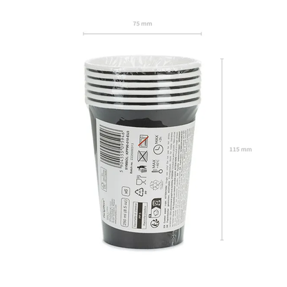 6 gobelets en carton - Noirs - 250ml