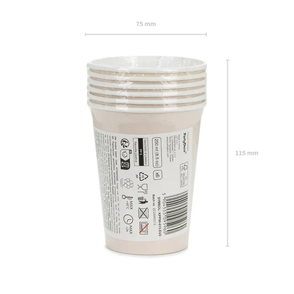 6 gobelets en carton - Beige - 250ml