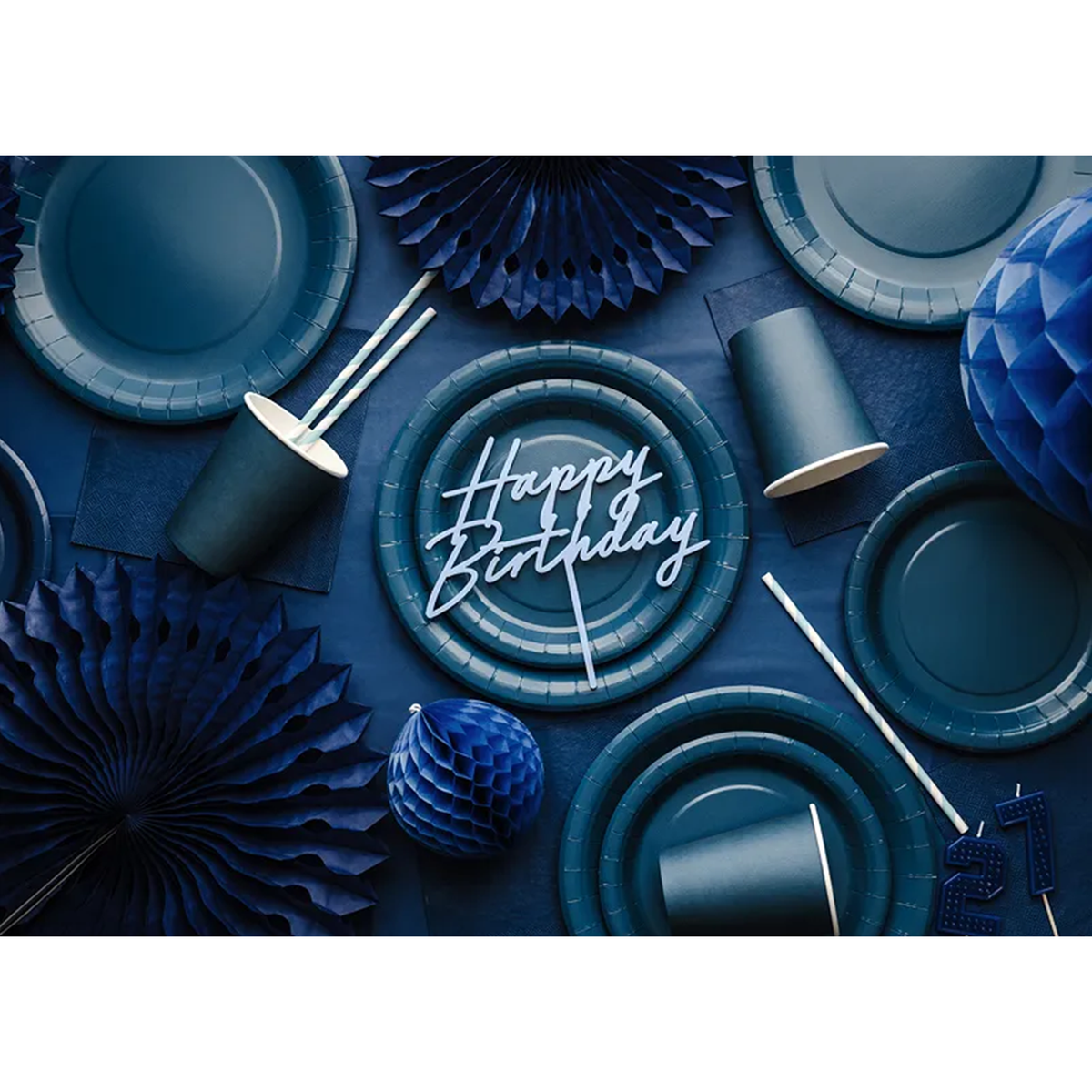 6 gobelets en carton - Bleu foncé - 250ml