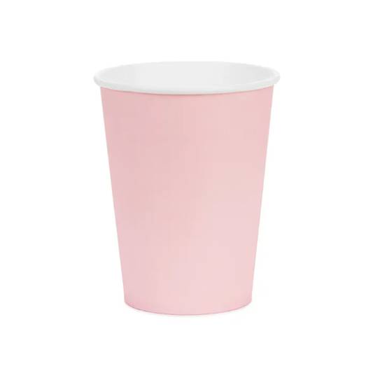6 gobelets en carton - rose clair - 250ml