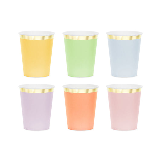 6 kartonnen bekers Trend - 220ml - Pastel Mix