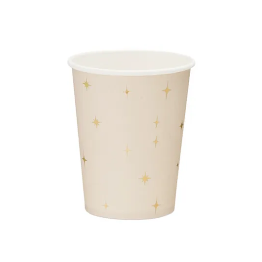 6 papieren bekers - 220ml - Gouden sterren