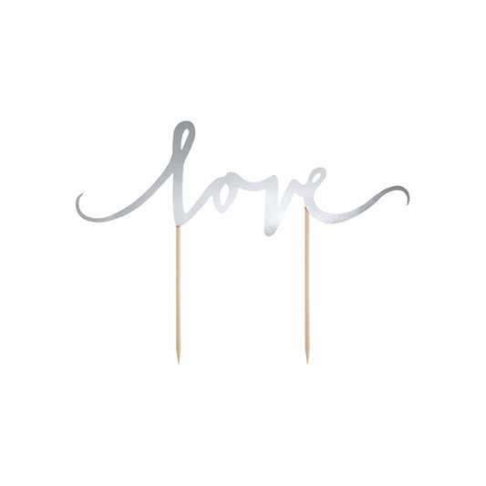 1 Cake Topper - Love - Argent