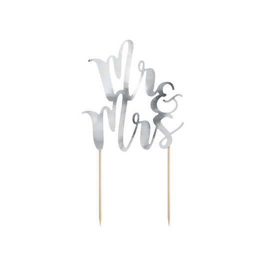 1 Cake Topper - Mr & Mrs - argenté