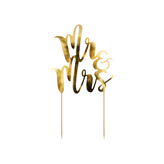 1 Cake Topper - Mr & Mrs - Or