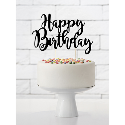 1 taarttopper - Happy Birthday - Zwart