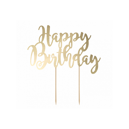 1 Cake Topper - Happy Birthday - Goud