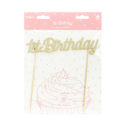 1 Cake Topper - 1er Anniversaire - Or