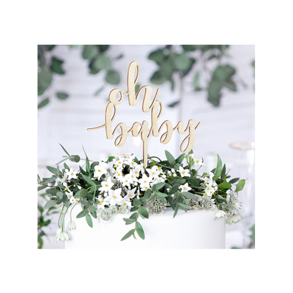 1 taarttopper - hout - Oh baby