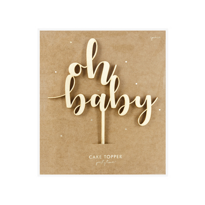 1 taarttopper - hout - Oh baby