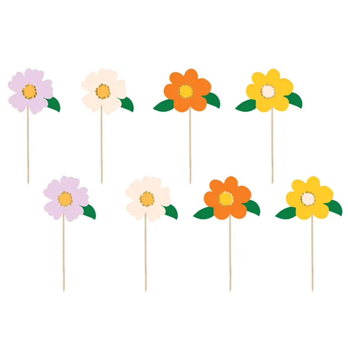 8 Caketopper bloemen - mix