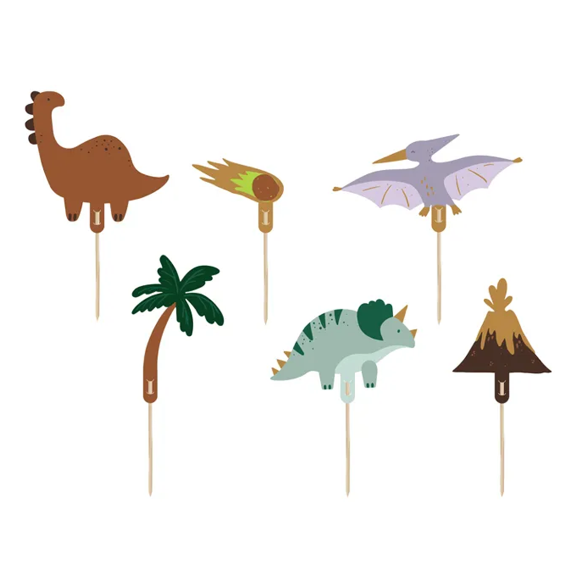 6 Cake Toppers - Dinosaures