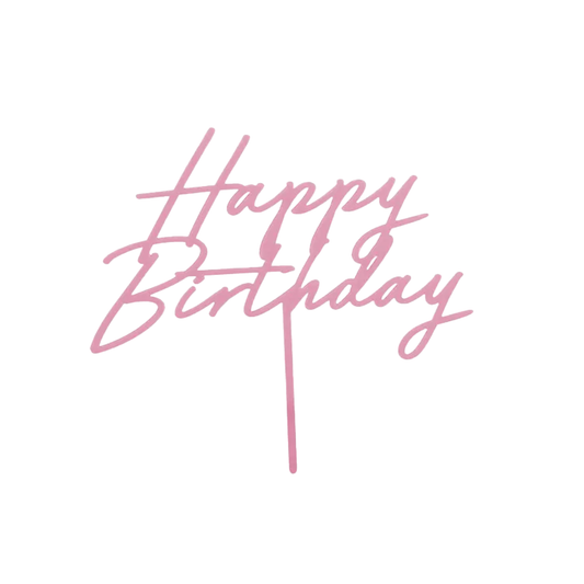 1 acryltaarttopper - Happy Birthday roze
