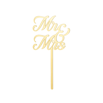 1 Acryltaarttopper - MR & MRS - Goud