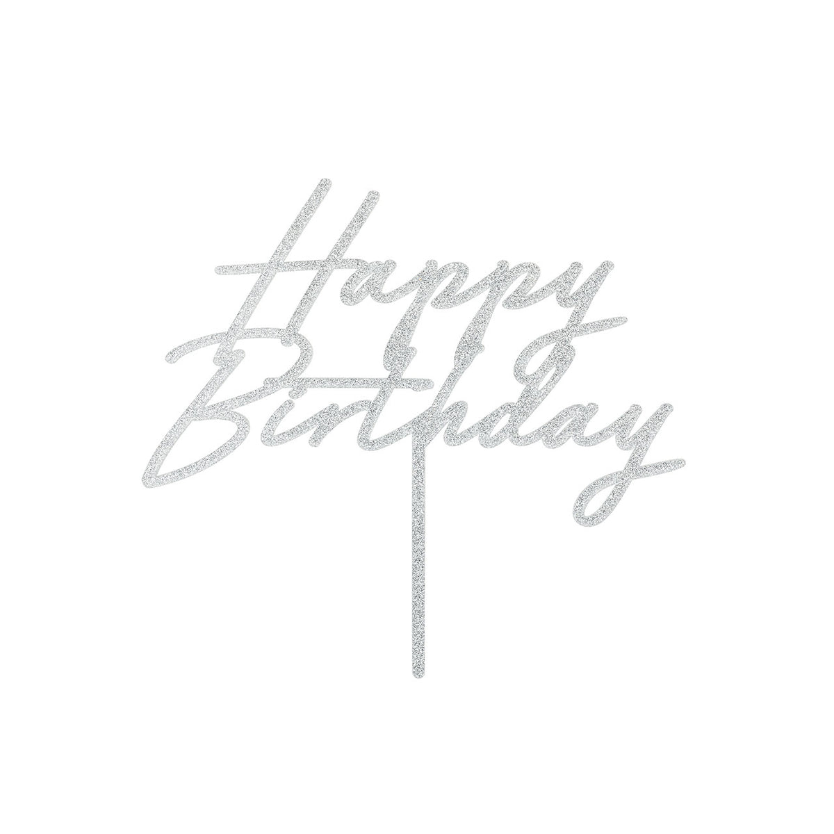 1 Cake Topper - Joyeux Anniversaire - Paillettes Argentées
