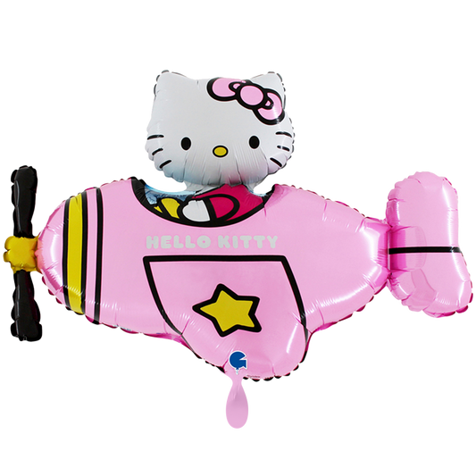 1 Ballon XXL - Hello Kitty Vliegtuig Roze