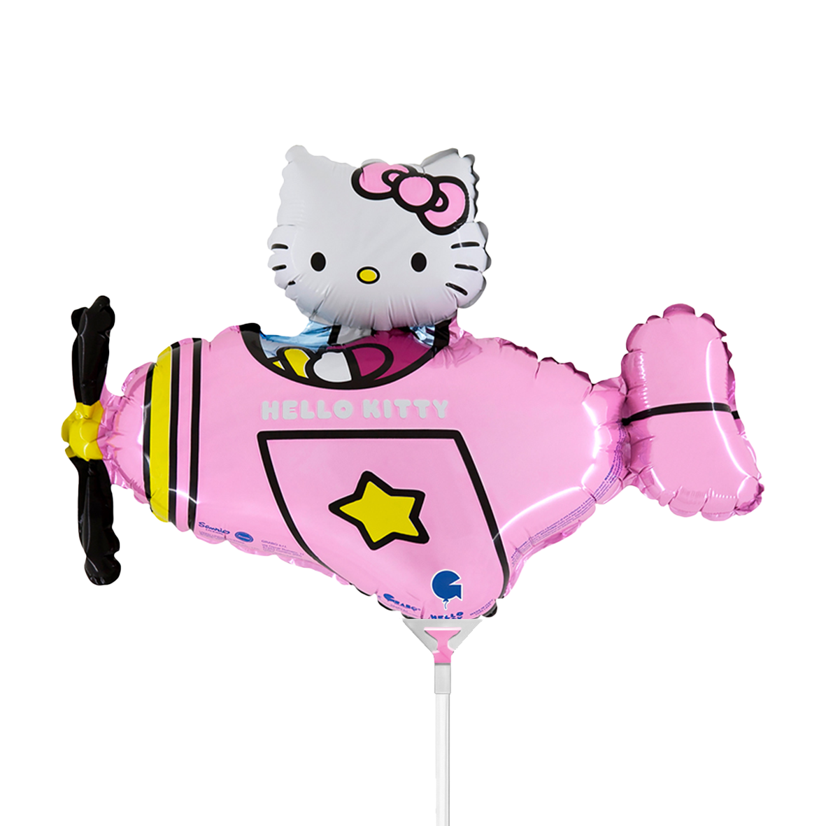 10 Miniballonnen Luchtgevuld - Hello Kitty Vliegtuig Roze (Onverpakt)