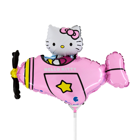 10 Miniballonnen Luchtgevuld - Hello Kitty Vliegtuig Roze (Onverpakt)