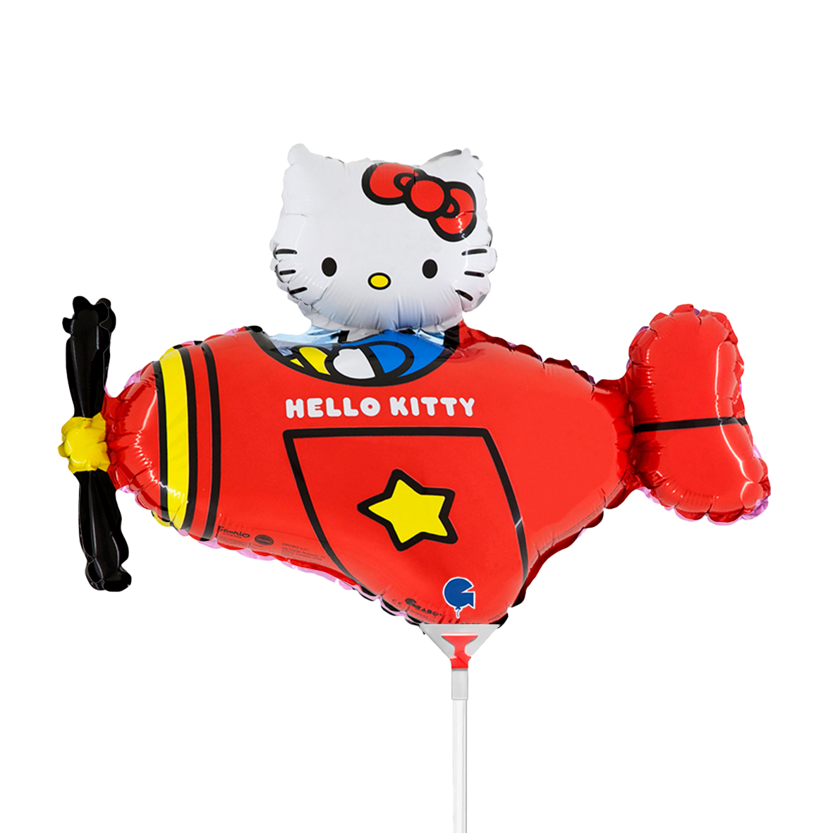10 Miniballonnen Luchtgevuld - Hello Kitty Vliegtuig Rood (Onverpakt)