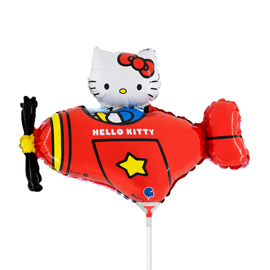 10 Miniballonnen Luchtgevuld - Hello Kitty Vliegtuig Rood (Onverpakt)