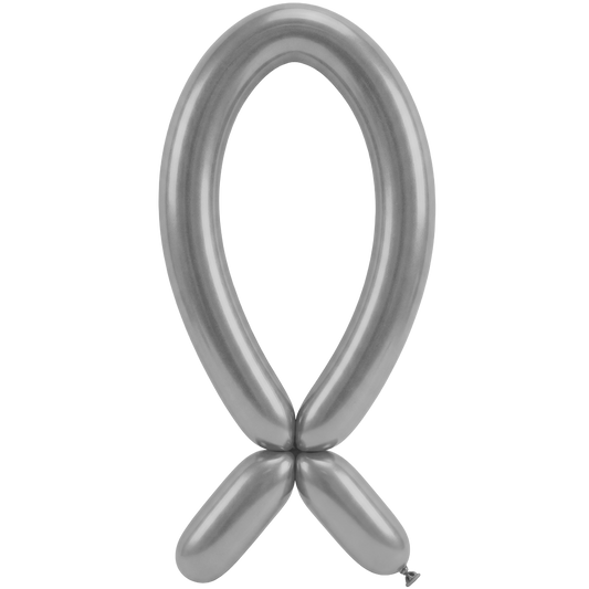 50 Ballons à sculpter - Buse vers le haut - 5x152cm - Argent nacré