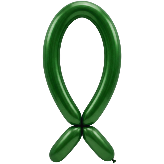 50 ballons à modeler - Buse vers le haut - 5x152cm - Vert métallisé