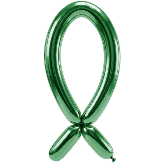50 ballons à sculpter – Buses vers le haut – 5 x 152 cm – Vert Aurora Reflet