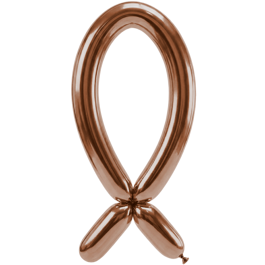 50 Ballons à modeler - Buse vers le haut - 5x152cm - Or Rose Réfléchissant