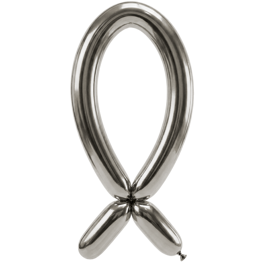50 Ballons de modelage - Buse vers le haut - 5x152cm - Argent Réfléchissant