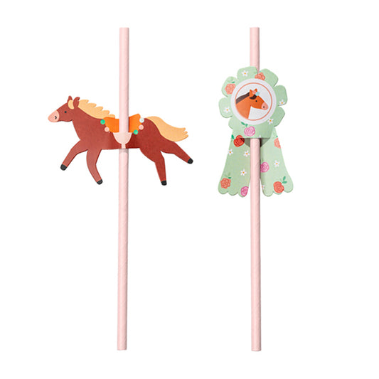 6 pailles en papier - Chevaux