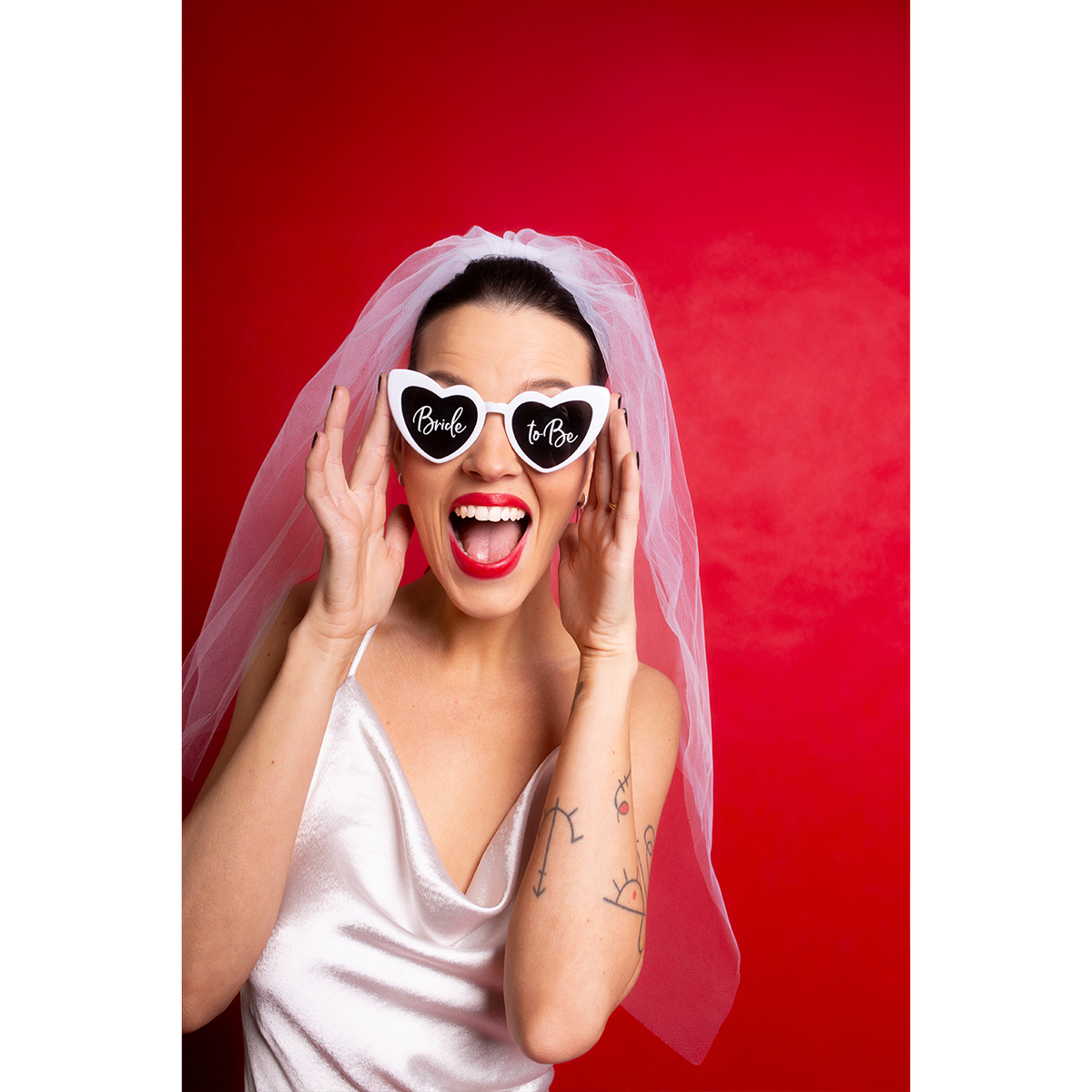 1 Paar - Hartvormige Bril - Bride to be - Wit