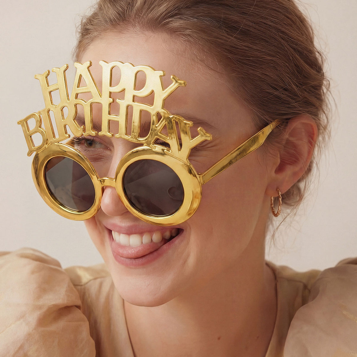 1 paire - Lunettes Joyeux Anniversaire - Or froid