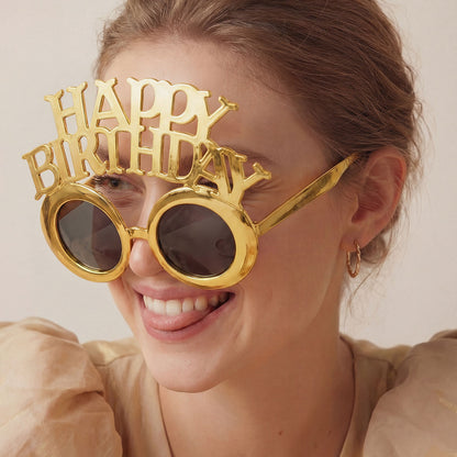 1 paire - Lunettes Joyeux Anniversaire - Or froid