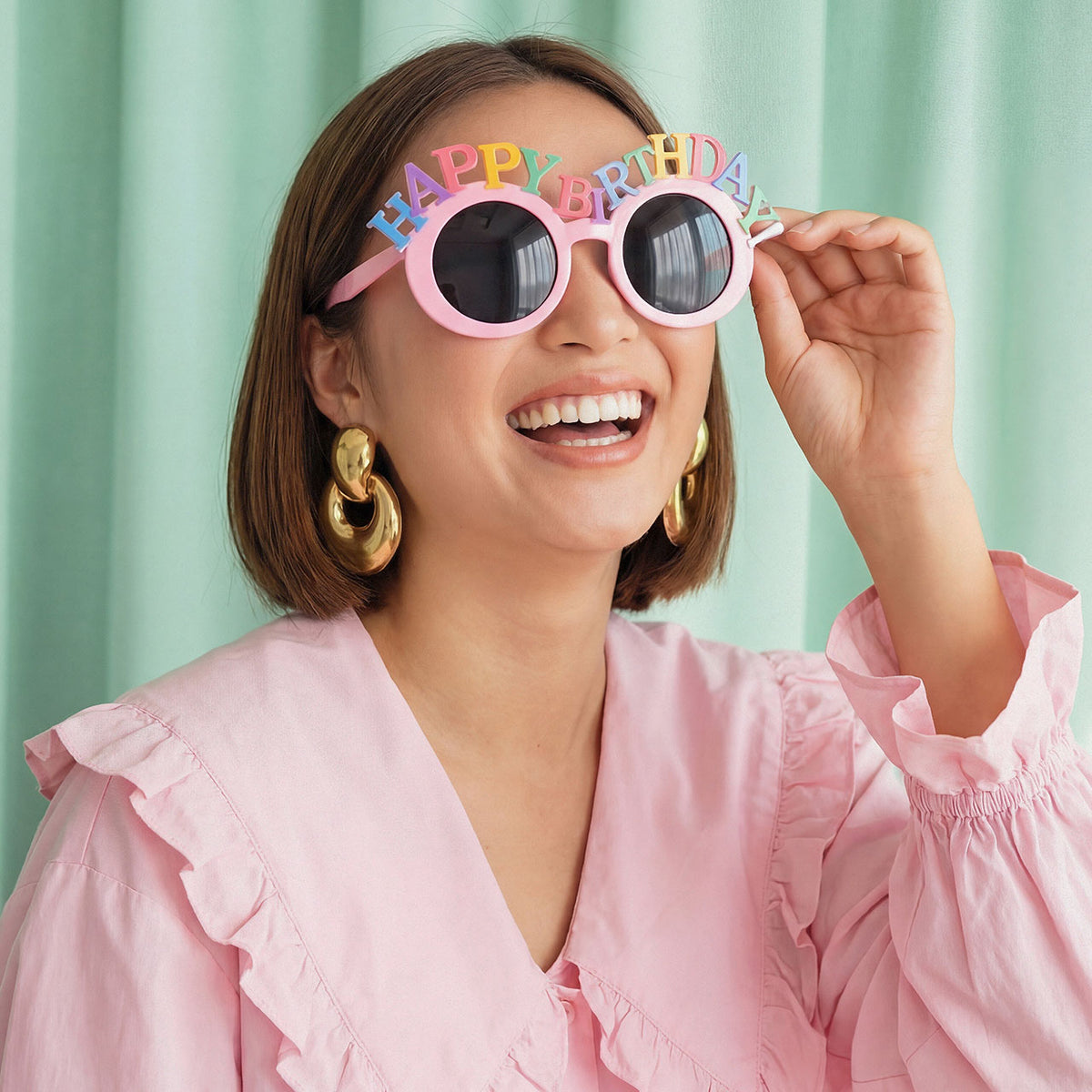 1 Paar - Bril Happy Birthday - Roze