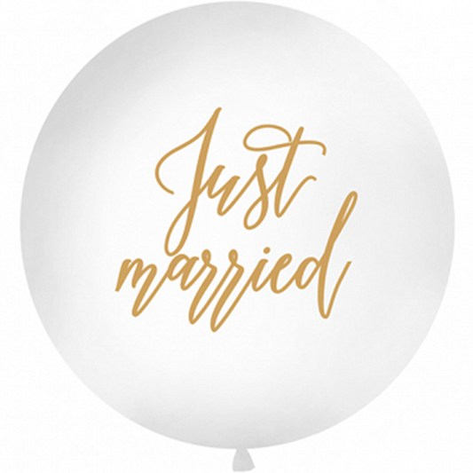 1 reuzenballon - Ø 1m - Just Married - Goud