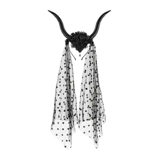 1 Corne de Diable - Serre-tête avec Tulle - Black