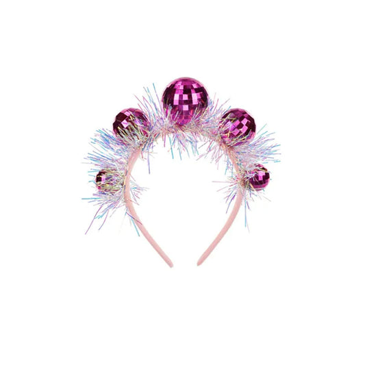 1 serre-tête boule disco - rose