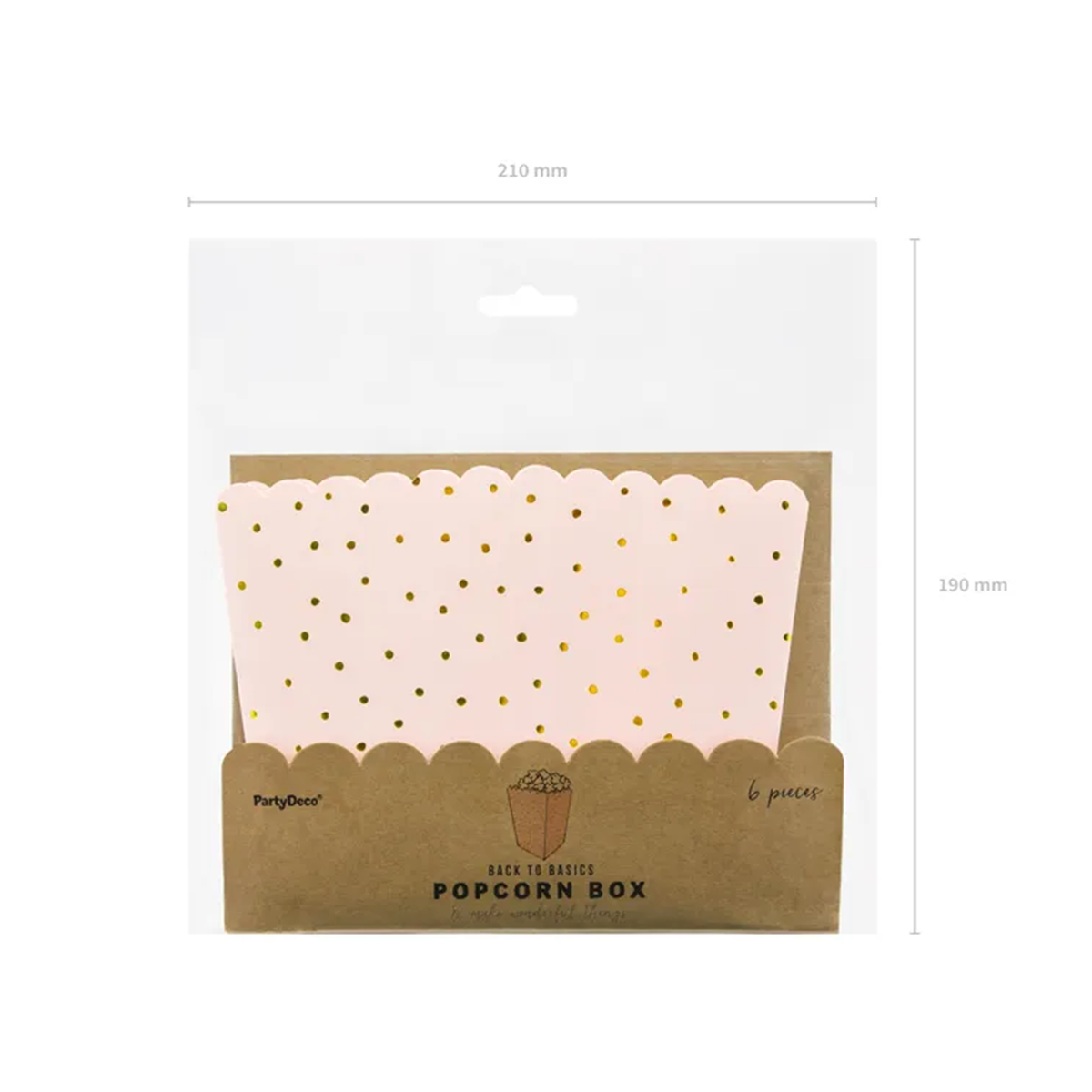 6 Boîtes à pop-corn - Rose clair - À pois