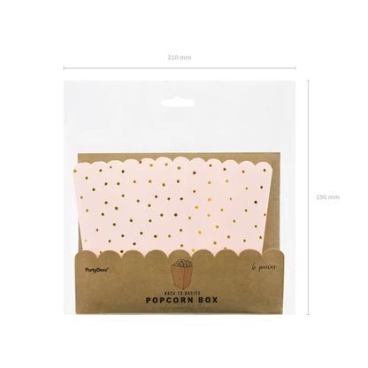 6 Boîtes à pop-corn - Rose clair - À pois
