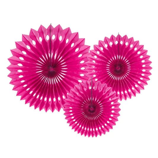 3 decoratieve rozetten - donkerroze