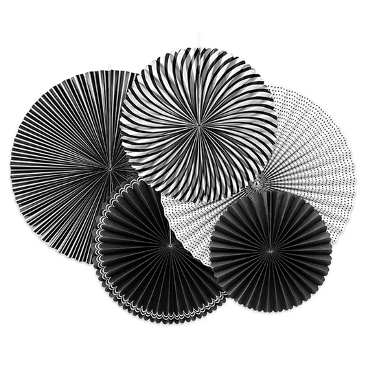 5 Decoratieve rozetten - Zwart & Wit - Mix