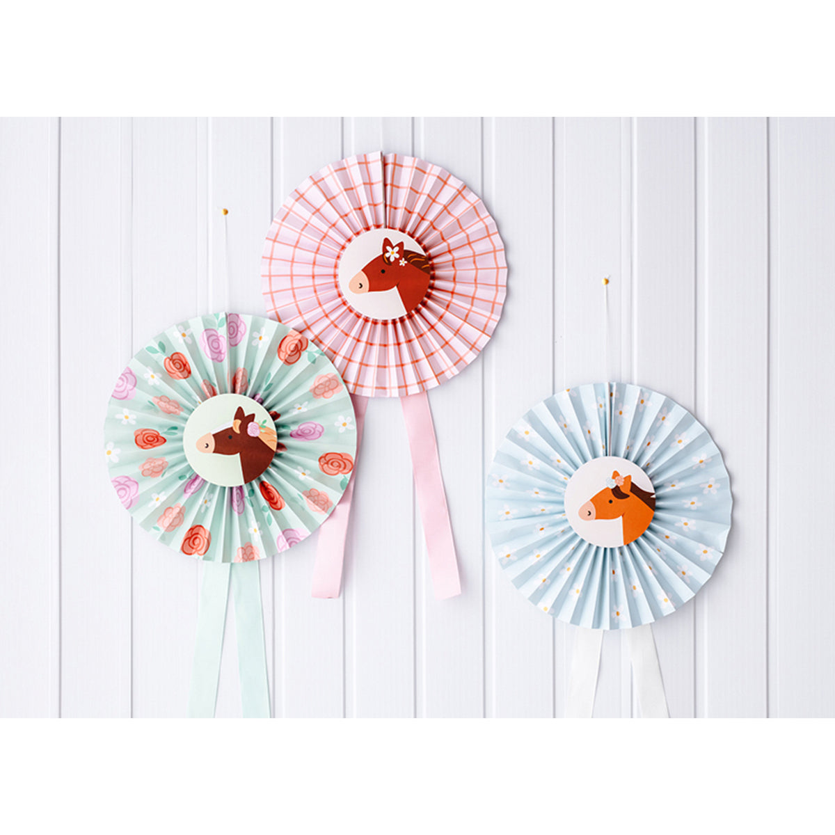 3 decoratieve rozetten - Paarden