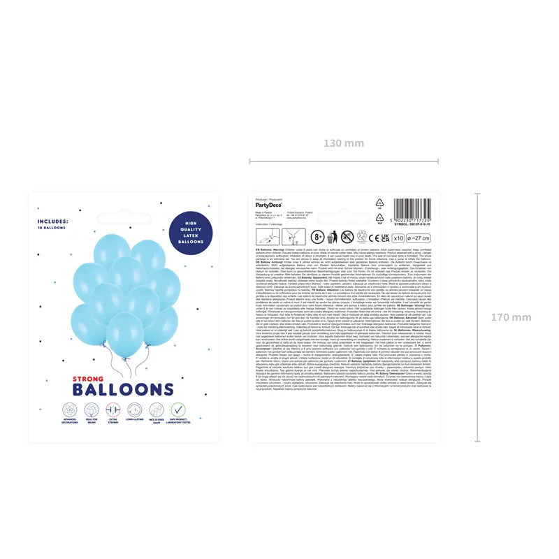 10 ballonnen - Ø 27 cm - Pastel Baby Blue